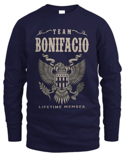 BONIFACIO TP06-K82 – Personalized Classic Style Apparel “Team NAME Lifetime Member” - Men's Long Sleeved T-Shirt - Navy