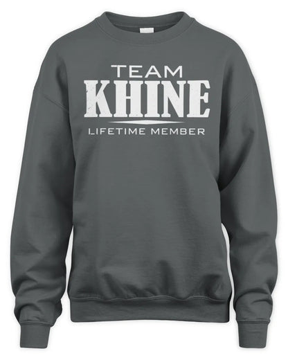 KHINE BL62-K4-128 - Personalized “Team NAME Lifetime Member” - Unisex Sweatshirt - Charcoal