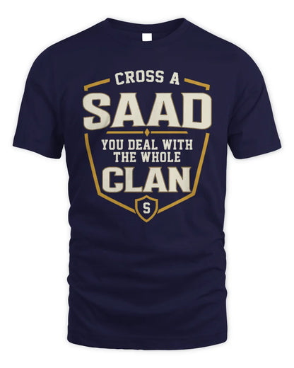 SAAD NT1-K008 Cross A/An NAME, You Deal With the Whole Clan | Personalized Vintage T-Shirt - Unisex Standard T-Shirt - Navy