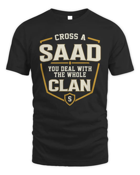 SAAD NT1-K008 Cross A/An NAME, You Deal With the Whole Clan | Personalized Vintage T-Shirt - Unisex Standard T-Shirt - Black
