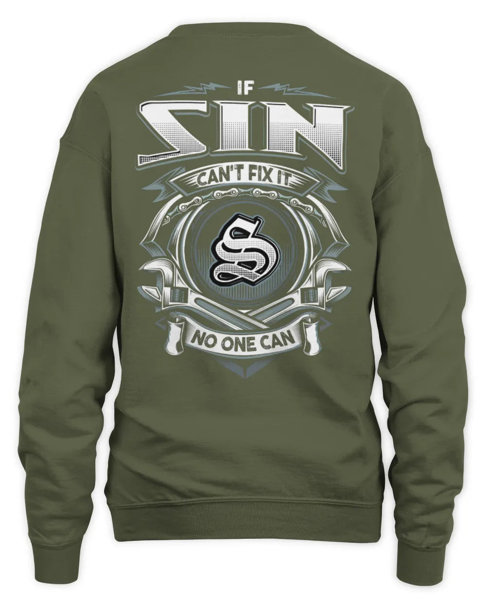 SIN AP81-K4-626 - Personalized Ahmed Quote Apparel “If Ahmed Can't Fix It, No One Can” - Unisex Sweatshirt - Military Green