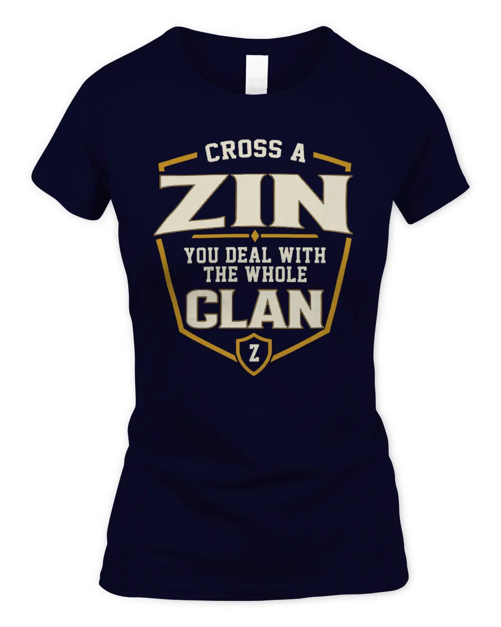 ZIN NT1-K008 Cross A/An NAME, You Deal With the Whole Clan | Personalized Vintage T-Shirt - Women's Standard T-Shirt - Navy