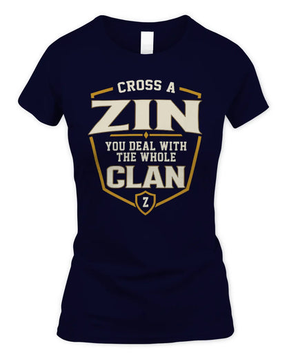 ZIN NT1-K008 Cross A/An NAME, You Deal With the Whole Clan | Personalized Vintage T-Shirt - Women's Standard T-Shirt - Navy