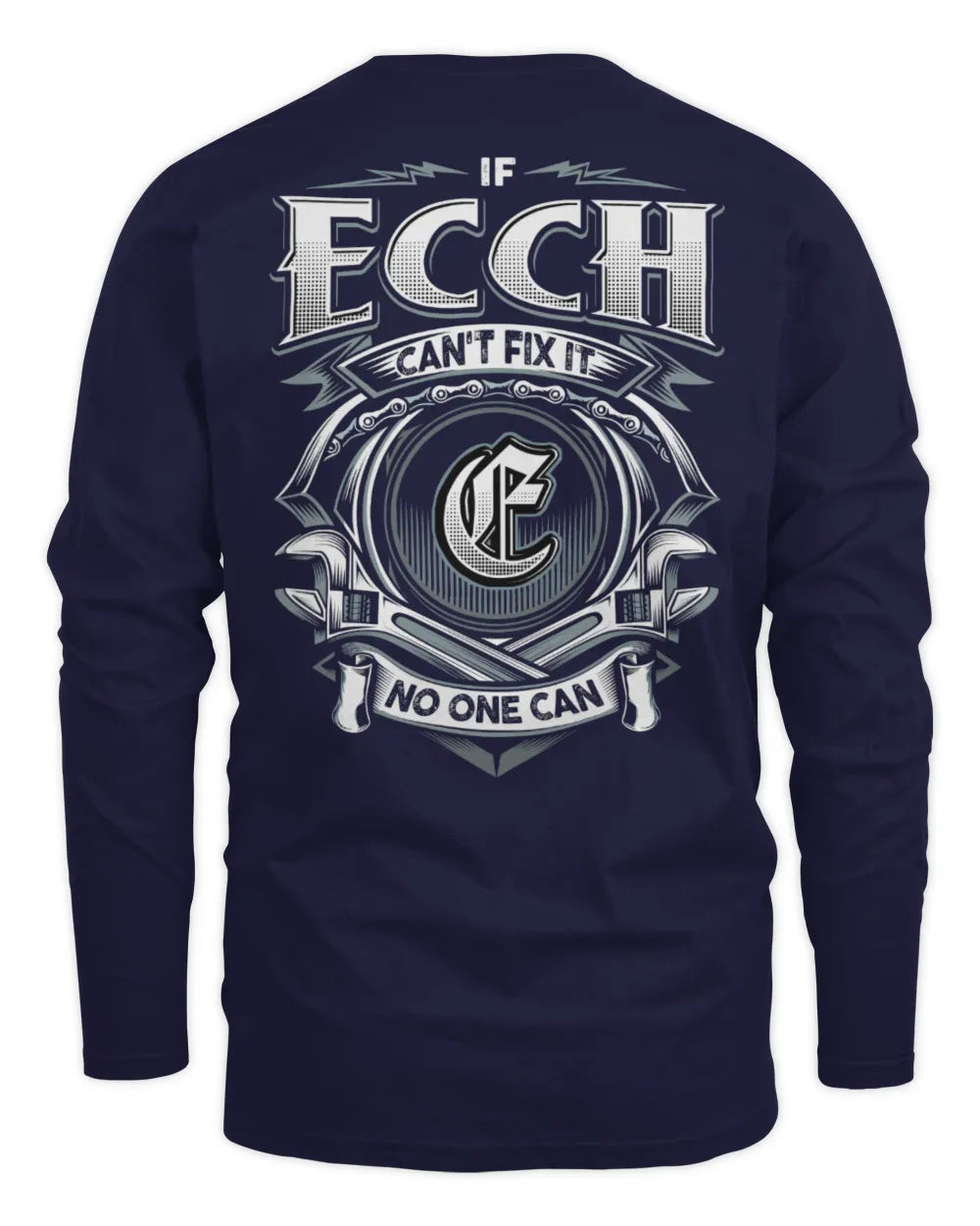 ECCH AP81-K4-626 - Personalized Ahmed Quote Apparel “If Ahmed Can't Fix It, No One Can” - Men's Long Sleeved T-Shirt - Navy