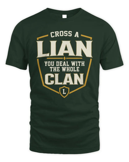 LIAN NT1-K008 Cross A/An NAME, You Deal With the Whole Clan | Personalized Vintage T-Shirt - Unisex Standard T-Shirt - Forest Green