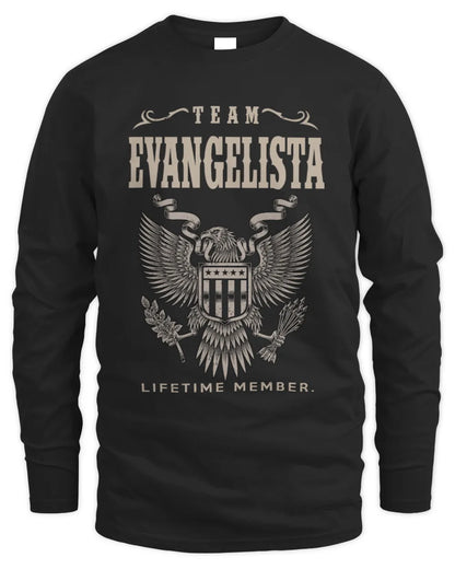 EVANGELISTA TP06-K82 – Personalized Classic Style Apparel “Team NAME Lifetime Member” - Men's Long Sleeved T-Shirt - Black