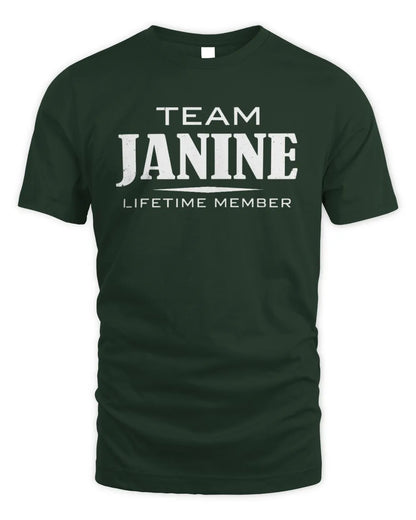 JANINE BL62-K4-128 - Personalized “Team NAME Lifetime Member” - Unisex Standard T-Shirt - Forest Green