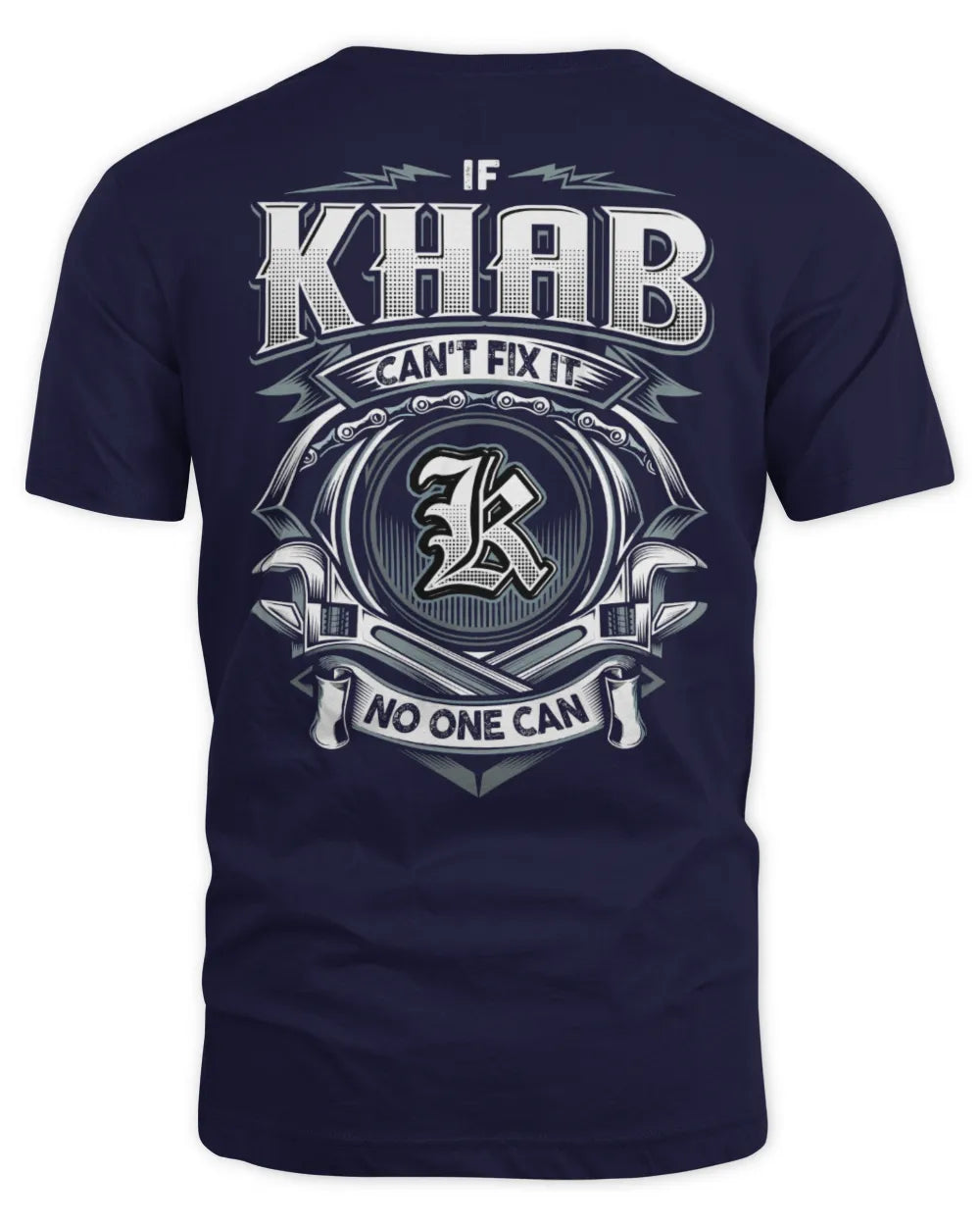 KHAB AP81-K4-626 - Personalized Ahmed Quote Apparel “If Ahmed Can't Fix It, No One Can” - Unisex Standard T-Shirt - Navy