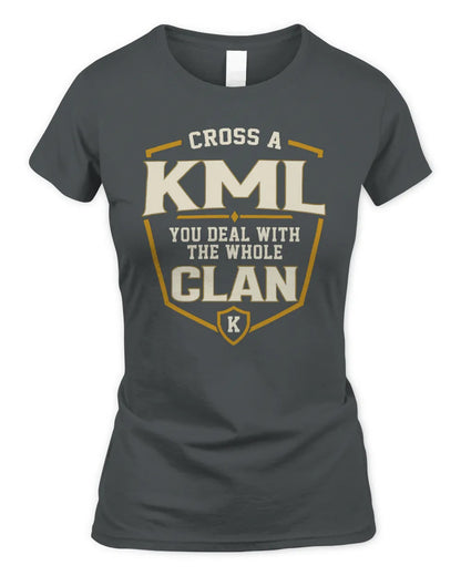 KML NT1-K008 Cross A/An NAME, You Deal With the Whole Clan | Personalized Vintage T-Shirt - Women's Standard T-Shirt - Charcoal