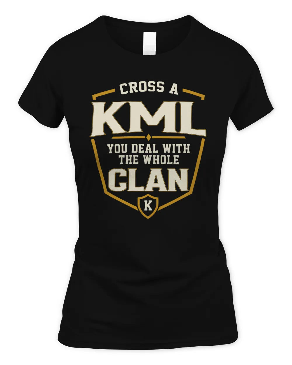 KML NT1-K008 Cross A/An NAME, You Deal With the Whole Clan | Personalized Vintage T-Shirt - Women's Standard T-Shirt - Black
