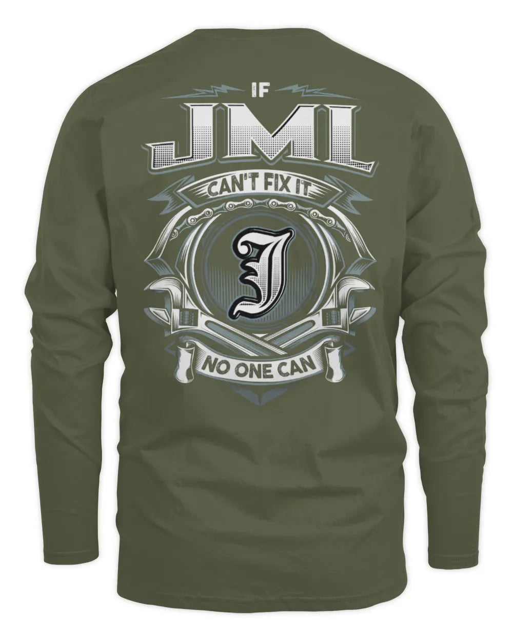 JML AP81-K4-626 - Personalized Ahmed Quote Apparel “If Ahmed Can't Fix It, No One Can” - Men's Long Sleeved T-Shirt - Military Green