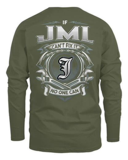 JML AP81-K4-626 - Personalized Ahmed Quote Apparel “If Ahmed Can't Fix It, No One Can” - Men's Long Sleeved T-Shirt - Military Green
