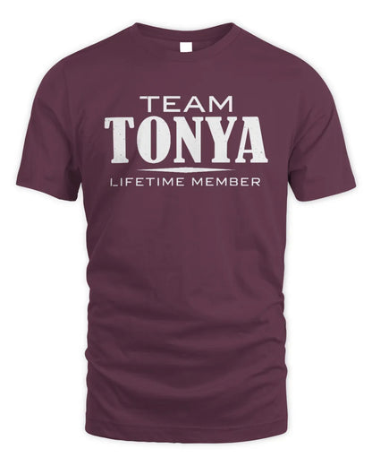 TONYA BL62-K4-128 - Personalized “Team NAME Lifetime Member” - Unisex Standard T-Shirt - Maroon