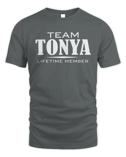TONYA BL62-K4-128 - Personalized “Team NAME Lifetime Member” - Unisex Standard T-Shirt - Charcoal