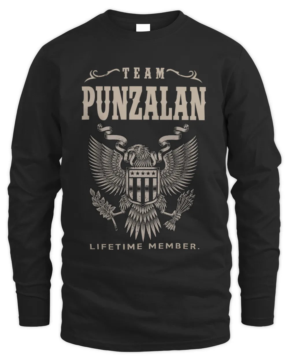 PUNZALAN TP06-K82 – Personalized Classic Style Apparel “Team NAME Lifetime Member” - Men's Long Sleeved T-Shirt - Black