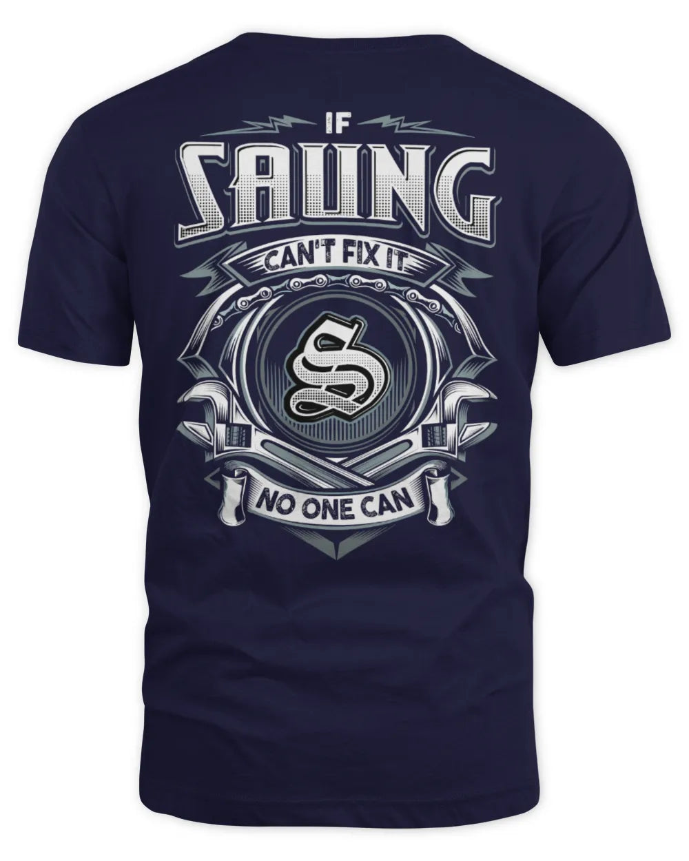 SAUNG AP81-K4-626 - Personalized Ahmed Quote Apparel “If Ahmed Can't Fix It, No One Can” - Unisex Standard T-Shirt - Navy