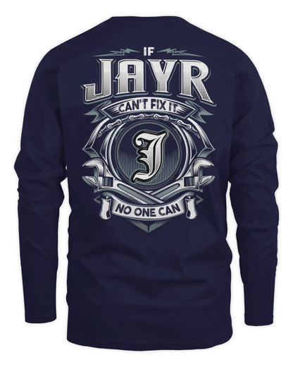 JAYR AP81-K4-626 - Personalized Ahmed Quote Apparel “If Ahmed Can't Fix It, No One Can” - Men's Long Sleeved T-Shirt - Navy