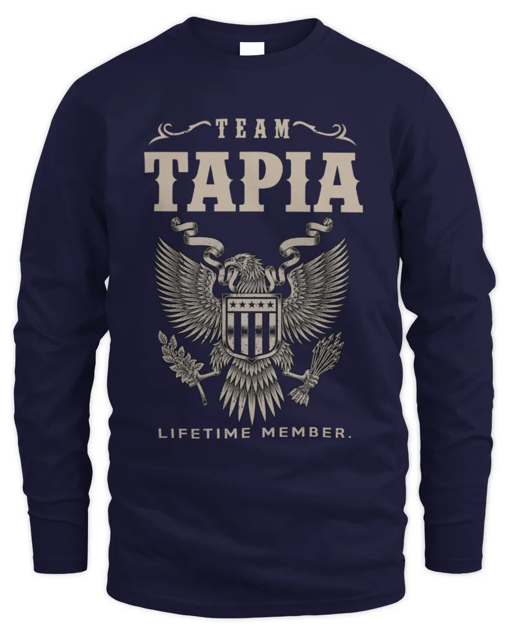 TAPIA TP06-K82 – Personalized Classic Style Apparel “Team NAME Lifetime Member” - Men's Long Sleeved T-Shirt - Navy