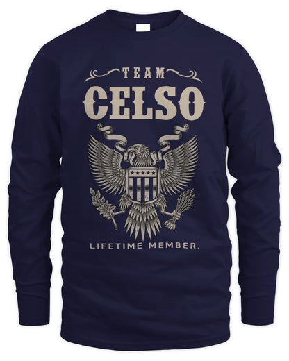 CELSO TP06-K82 – Personalized Classic Style Apparel “Team NAME Lifetime Member” - Men's Long Sleeved T-Shirt - Navy