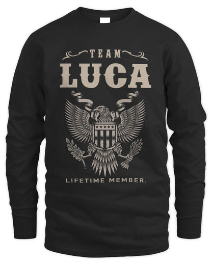 LUCA TP06-K82 – Personalized Classic Style Apparel “Team NAME Lifetime Member” - Men's Long Sleeved T-Shirt - Black