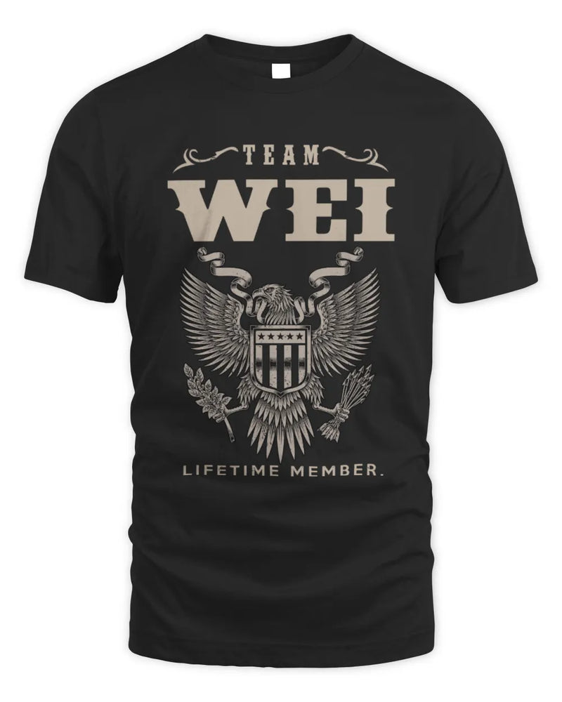 WEI TP06-K82 – Personalized Classic Style Apparel “Team NAME Lifetime Member” - Unisex Standard T-Shirt - Black