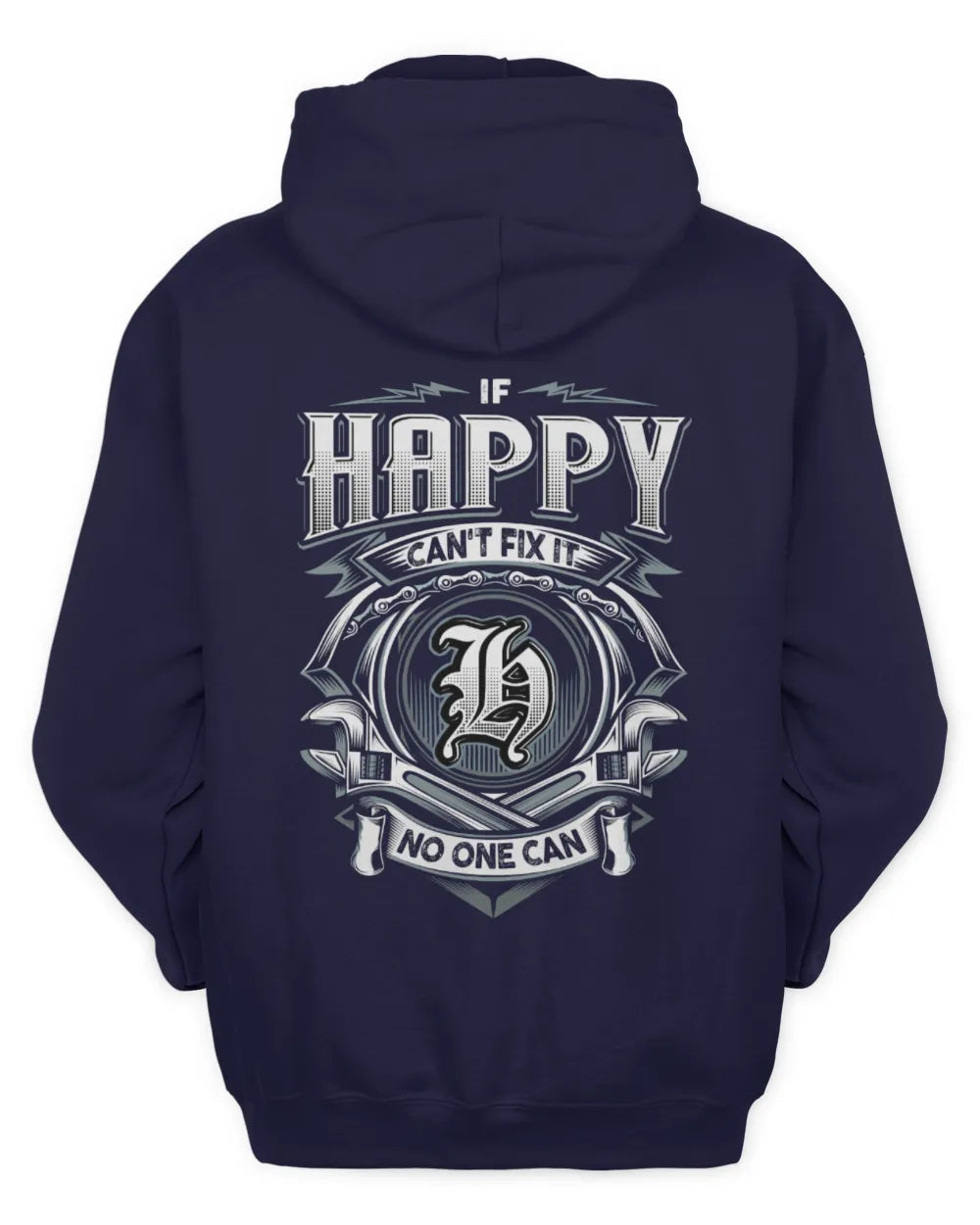 HAPPY AP81-K4-626 - Personalized Ahmed Quote Apparel “If Ahmed Can't Fix It, No One Can” - Unisex Hoodie - Navy