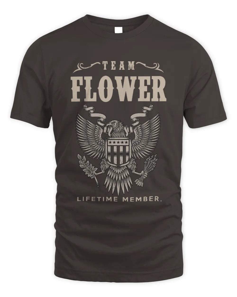 FLOWER TP06-K82 – Personalized Classic Style Apparel “Team NAME Lifetime Member” - Unisex Standard T-Shirt - Dark Chocolate