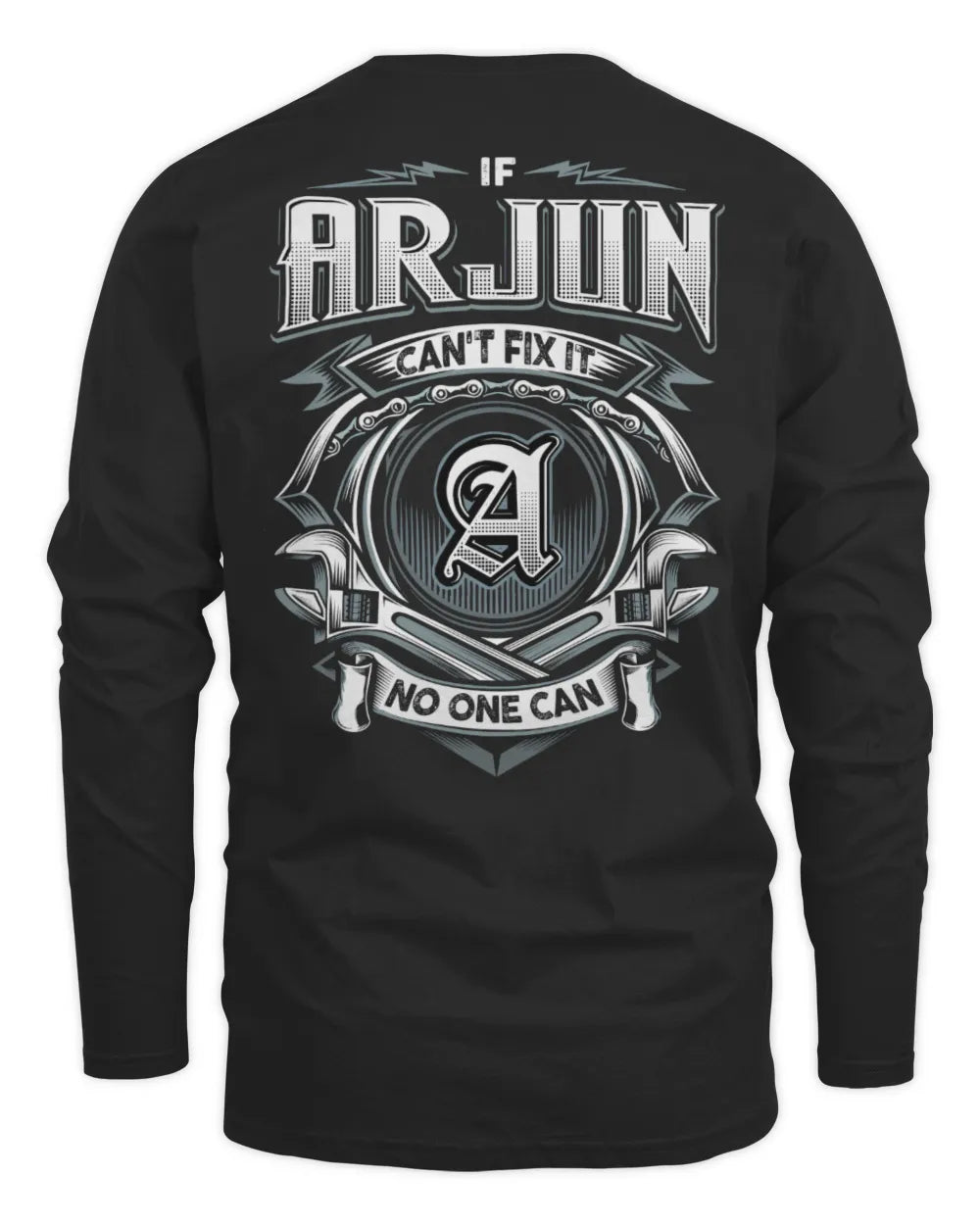 ARJUN AP81-K4-626 - Personalized Ahmed Quote Apparel “If Ahmed Can't Fix It, No One Can” - Men's Long Sleeved T-Shirt - Black