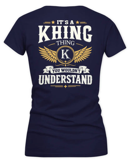 KHING KT06-M008 It’s a [NAME] Thing – You Wouldn’t Understand | Personalized Vintage T-Shirt - Women's V-Neck T-Shirt - Navy