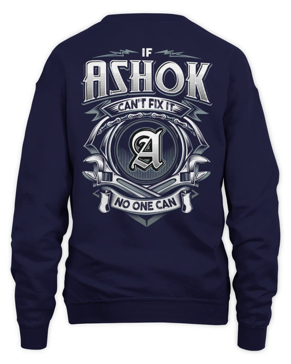 ASHOK AP81-K4-626 - Personalized Ahmed Quote Apparel “If Ahmed Can't Fix It, No One Can” - Unisex Sweatshirt - Navy