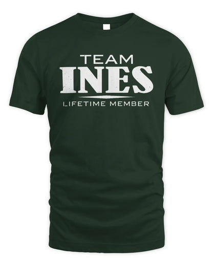 INES BL62-K4-128 - Personalized “Team NAME Lifetime Member” - Unisex Standard T-Shirt - Forest Green