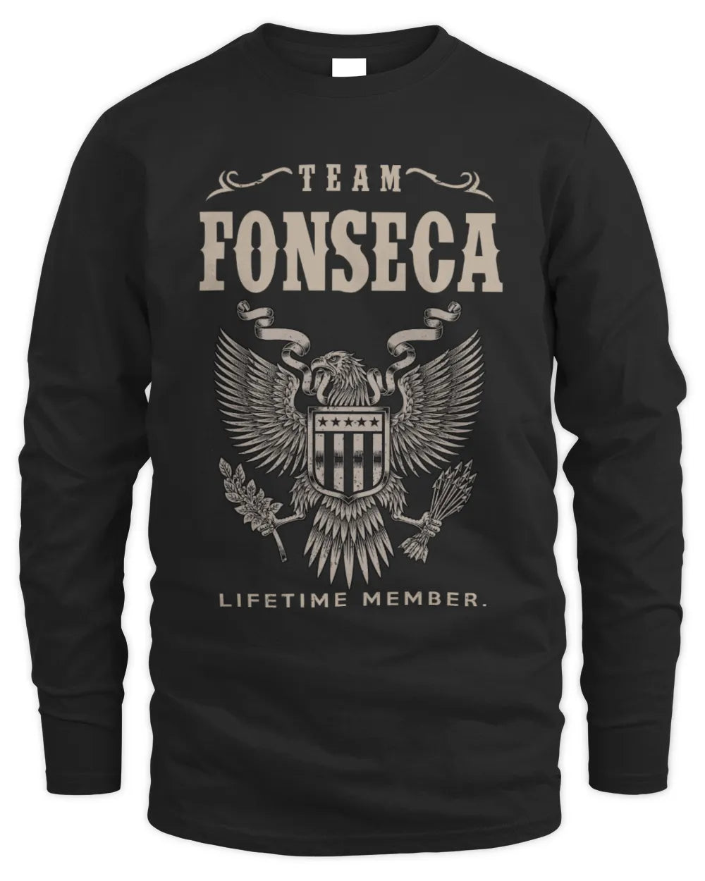 FONSECA TP06-K82 – Personalized Classic Style Apparel “Team NAME Lifetime Member” - Men's Long Sleeved T-Shirt - Black