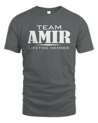 AMIR BL62-K4-128 - Personalized “Team NAME Lifetime Member” - Unisex Standard T-Shirt - Charcoal