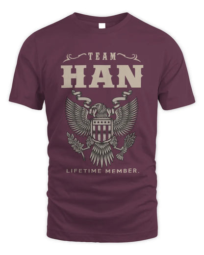 HAN TP06-K82 – Personalized Classic Style Apparel “Team NAME Lifetime Member” - Unisex Standard T-Shirt - Maroon