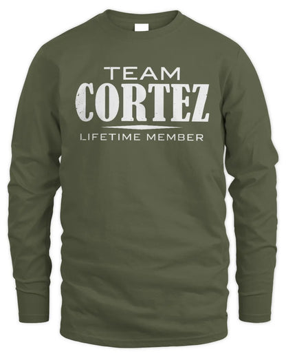 CORTEZ BL62-K4-128 - Personalized “Team NAME Lifetime Member” - Men's Long Sleeved T-Shirt - Military Green