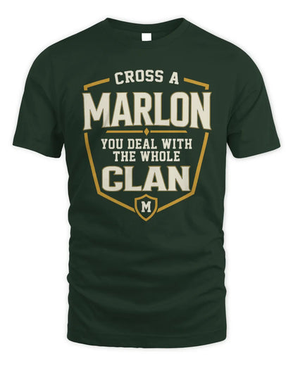 MARLON NT1-K008 Cross A/An NAME, You Deal With the Whole Clan | Personalized Vintage T-Shirt - Unisex Standard T-Shirt - Forest Green