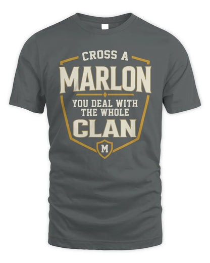 MARLON NT1-K008 Cross A/An NAME, You Deal With the Whole Clan | Personalized Vintage T-Shirt - Unisex Standard T-Shirt - Charcoal