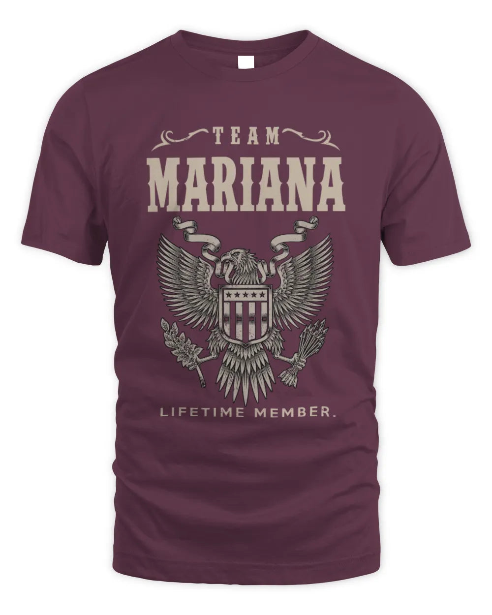 MARIANA TP06-K82 – Personalized Classic Style Apparel “Team NAME Lifetime Member” - Unisex Standard T-Shirt - Maroon