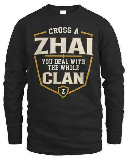 ZHAI NT1-K008 Cross A/An NAME, You Deal With the Whole Clan | Personalized Vintage T-Shirt - Men's Long Sleeved T-Shirt - Black