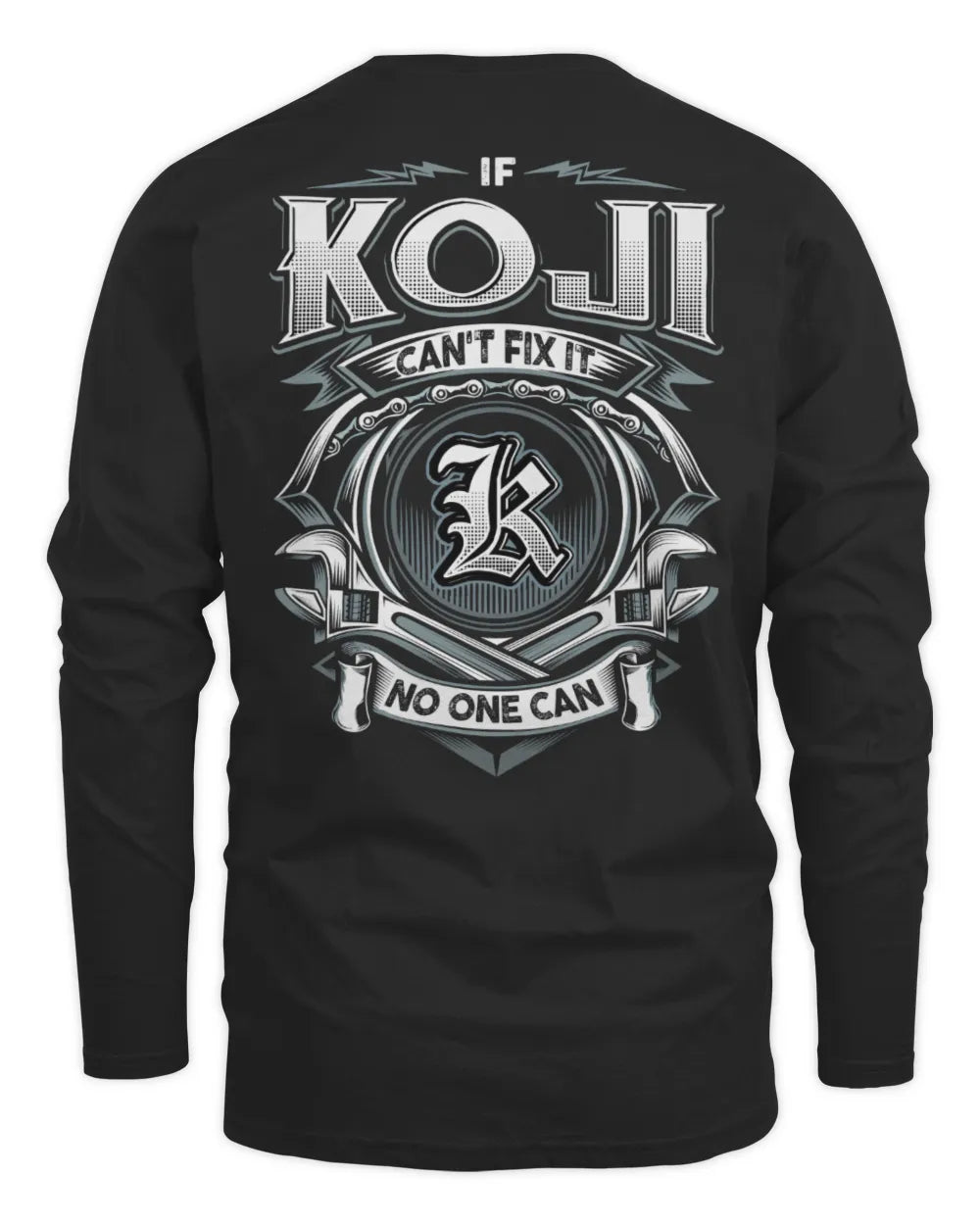 KOJI AP81-K4-626 - Personalized Ahmed Quote Apparel “If Ahmed Can't Fix It, No One Can” - Men's Long Sleeved T-Shirt - Black