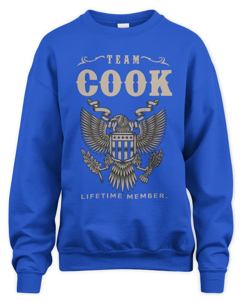 COOK TP06-K82 – Personalized Classic Style Apparel “Team NAME Lifetime Member” - Unisex Sweatshirt - Royal