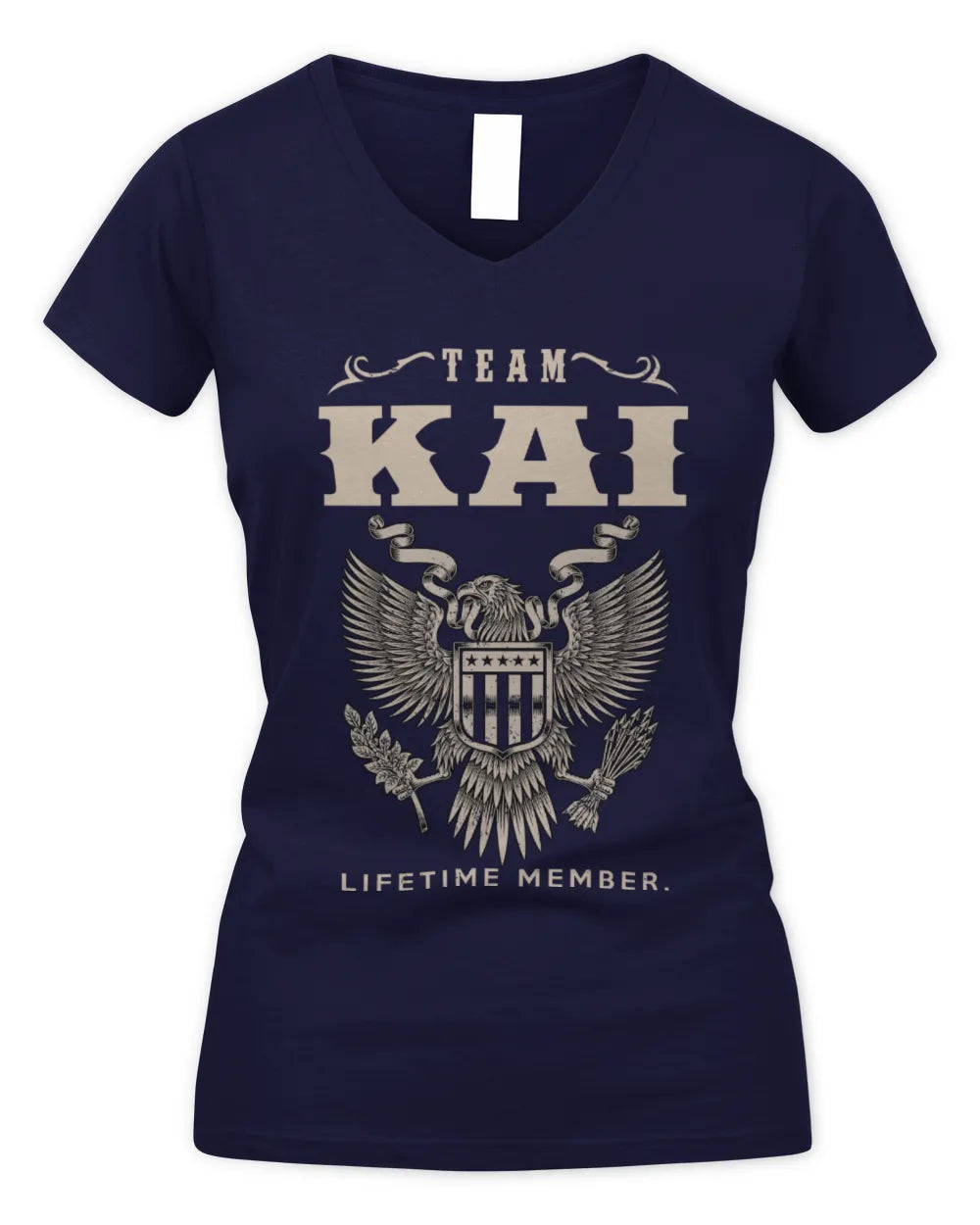 KAI TP06-K82 – Personalized Classic Style Apparel “Team NAME Lifetime Member” - Women's V-Neck T-Shirt - Navy