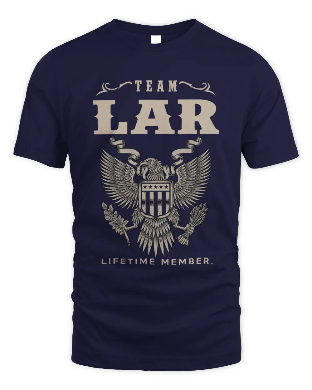 LAR TP06-K82 – Personalized Classic Style Apparel “Team NAME Lifetime Member” - Unisex Standard T-Shirt - Navy