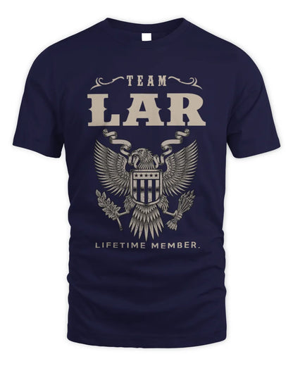LAR TP06-K82 – Personalized Classic Style Apparel “Team NAME Lifetime Member” - Unisex Standard T-Shirt - Navy