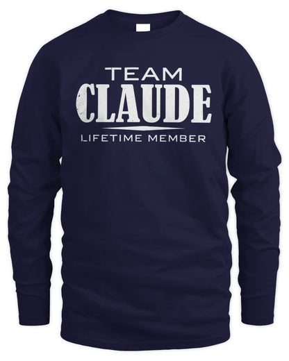 CLAUDE BL62-K4-128 - Personalized “Team NAME Lifetime Member” - Men's Long Sleeved T-Shirt - Navy