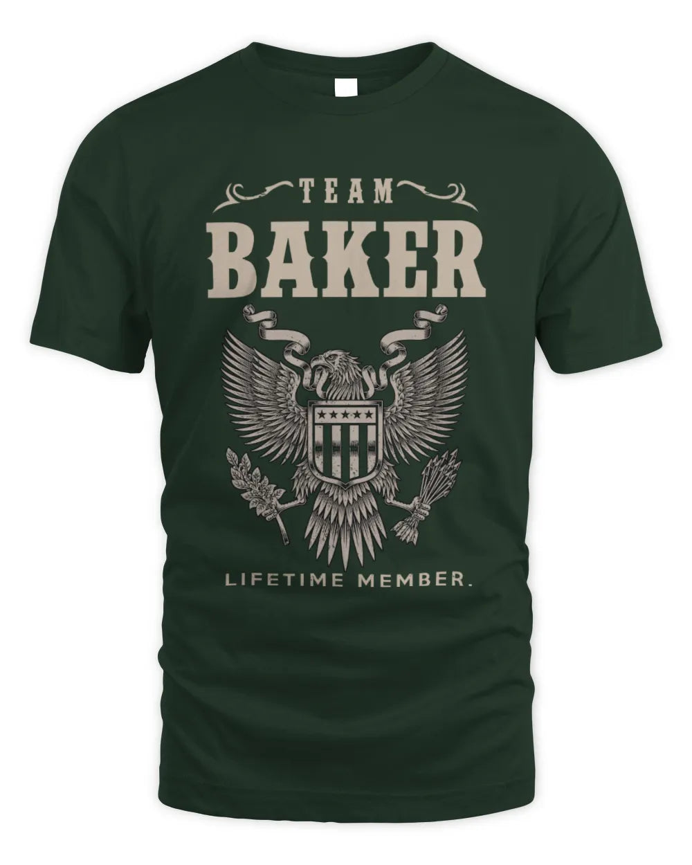 BAKER TP06-K82 – Personalized Classic Style Apparel “Team NAME Lifetime Member” - Unisex Standard T-Shirt - Forest Green