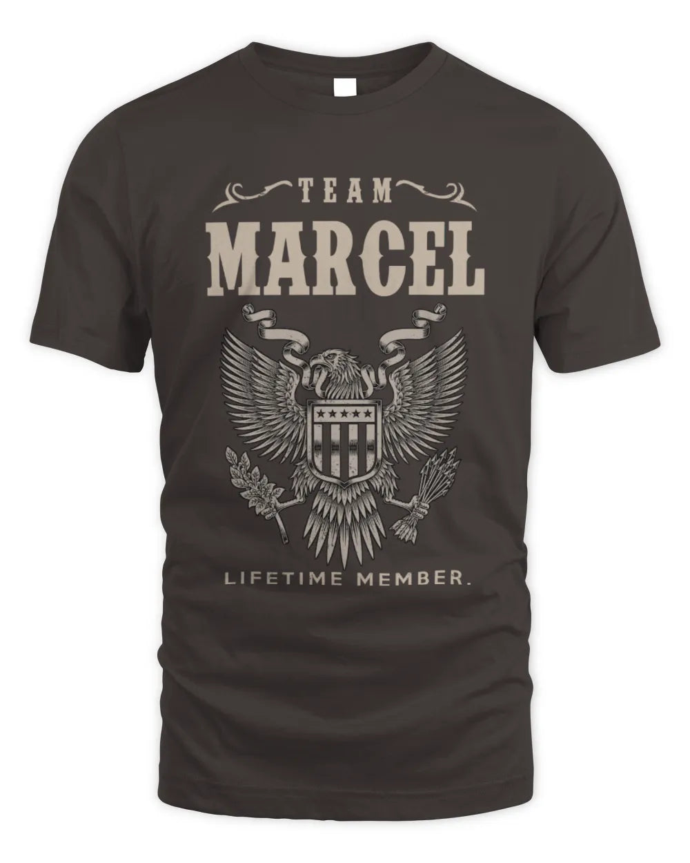 MARCEL TP06-K82 – Personalized Classic Style Apparel “Team NAME Lifetime Member” - Unisex Standard T-Shirt - Dark Chocolate