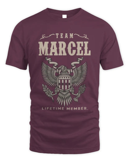 MARCEL TP06-K82 – Personalized Classic Style Apparel “Team NAME Lifetime Member” - Unisex Standard T-Shirt - Maroon