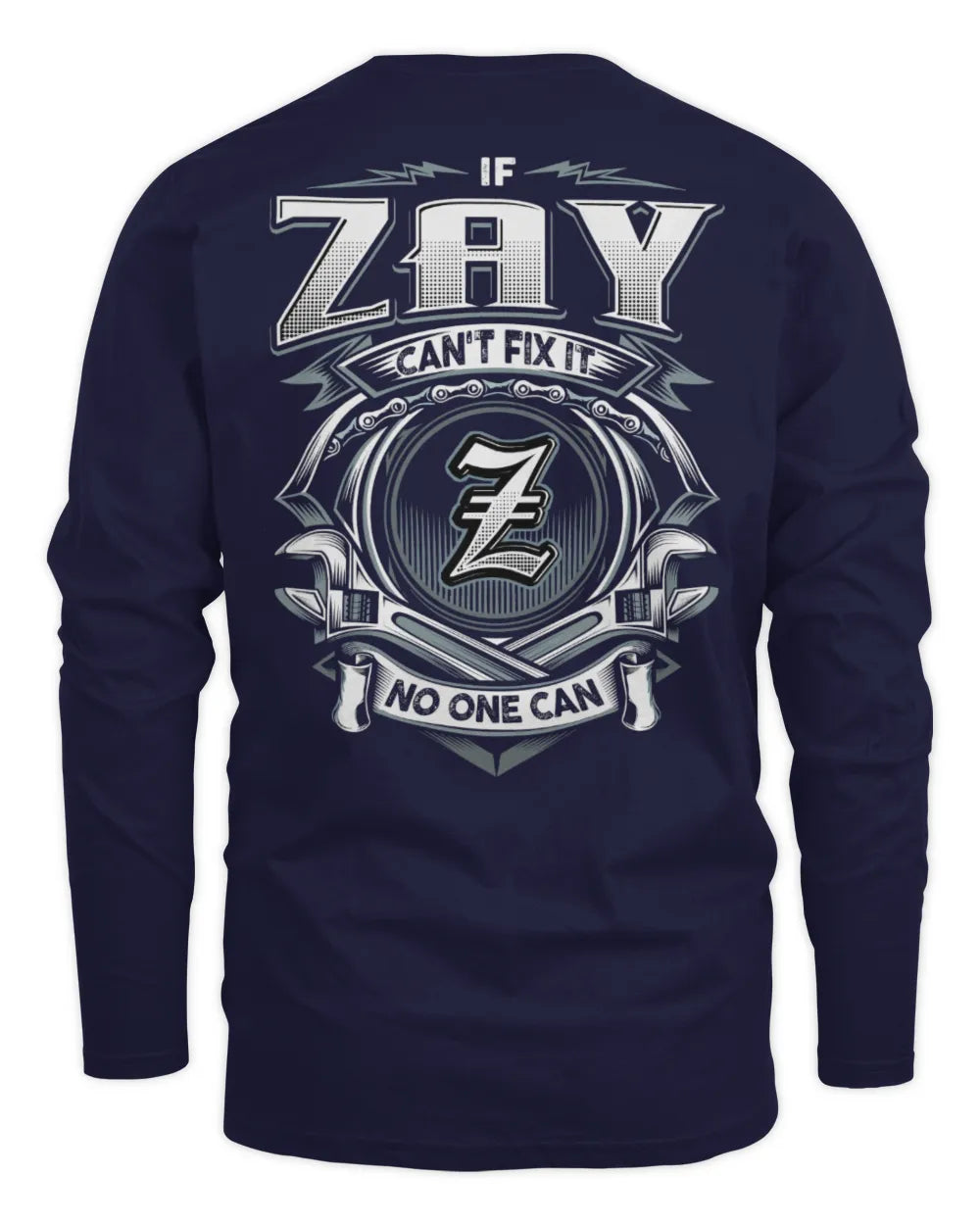 ZAY AP81-K4-626 - Personalized Ahmed Quote Apparel “If Ahmed Can't Fix It, No One Can” - Men's Long Sleeved T-Shirt - Navy