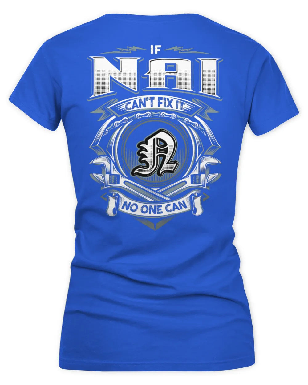 NAI AP81-K4-626 - Personalized Ahmed Quote Apparel “If Ahmed Can't Fix It, No One Can” - Women's V-Neck T-Shirt - Royal